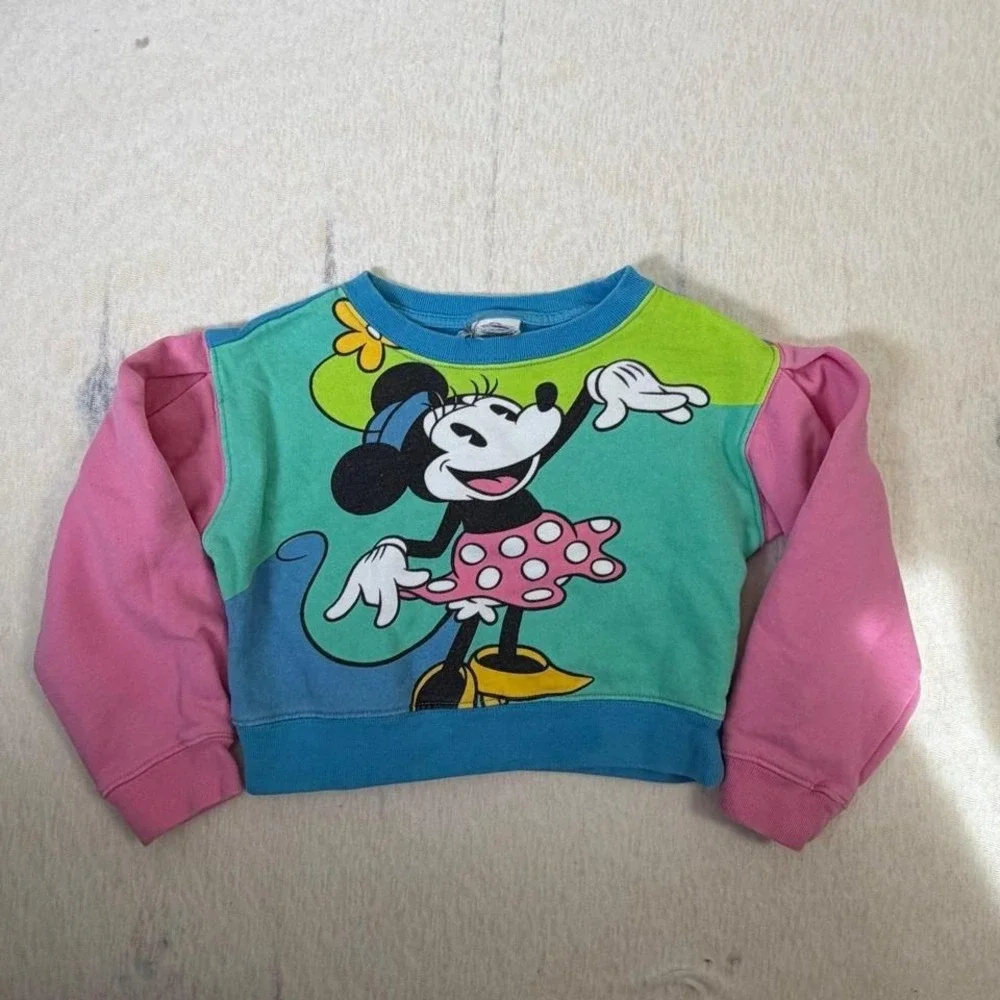 Disney Minnie Mouse Colorblock‎ Sweatshirt Pink Blue Green Girls Toddler